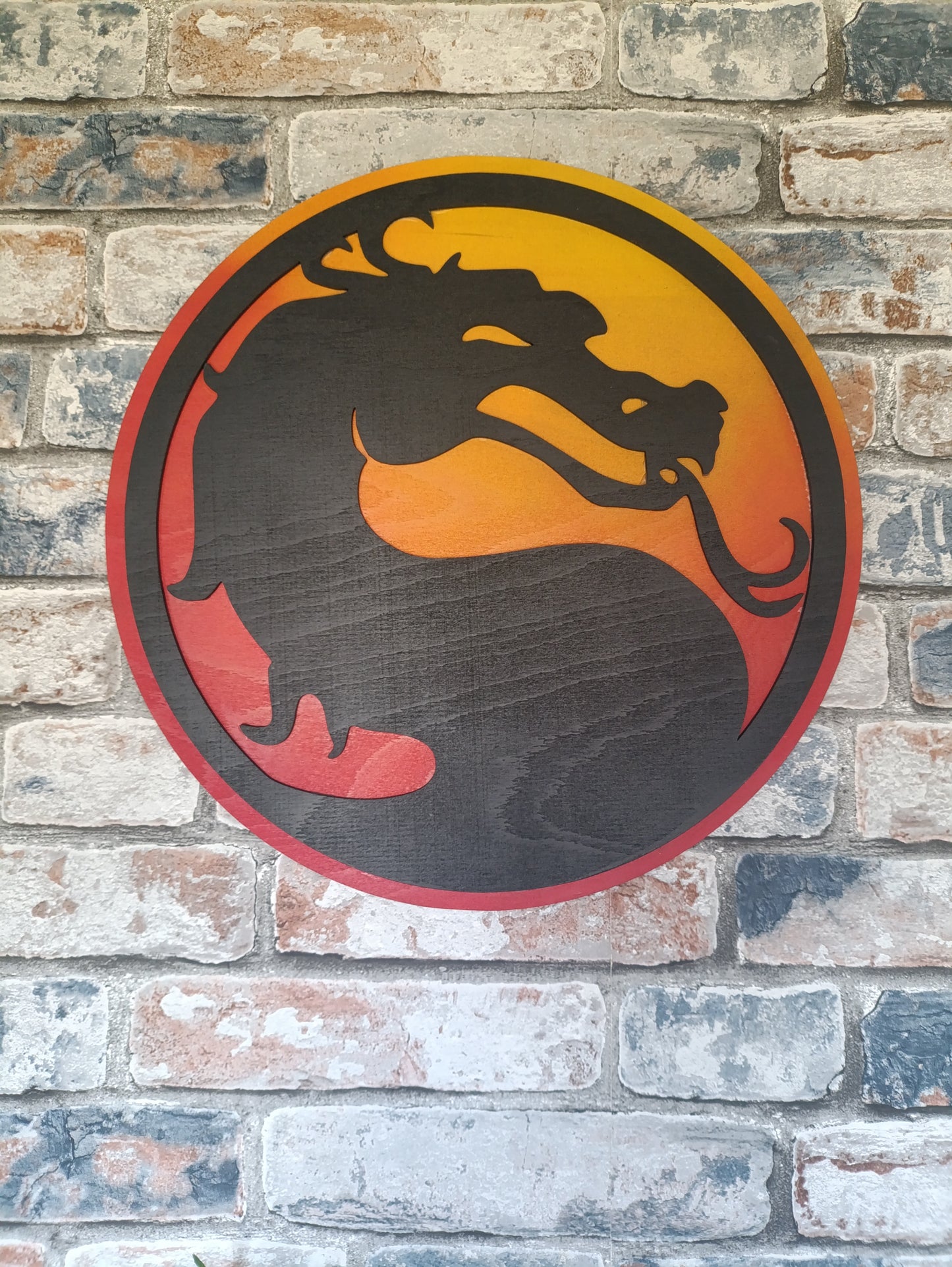 Mortal Kombat Dragon wooden sign