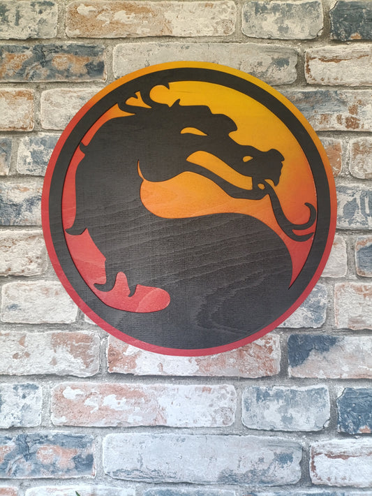 Mortal Kombat Dragon wooden sign